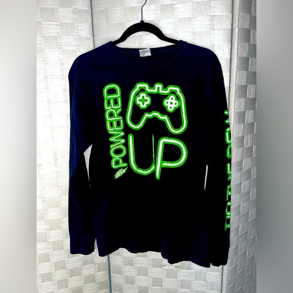 Men’s “Power Up- Do The Dew” Long sleeved T-Shirt/Size Medium